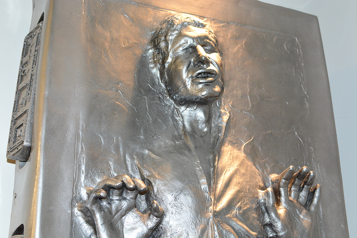 replica of Han Solo frozen in carbonite