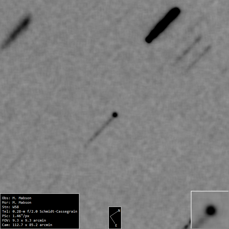 NEO object 2000NM Images Captured by ALPHA and Stacked to Show Trajectory