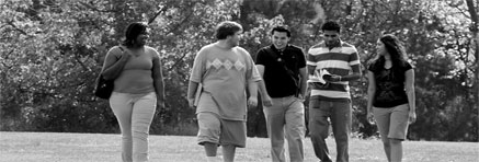 Students walking on campus
