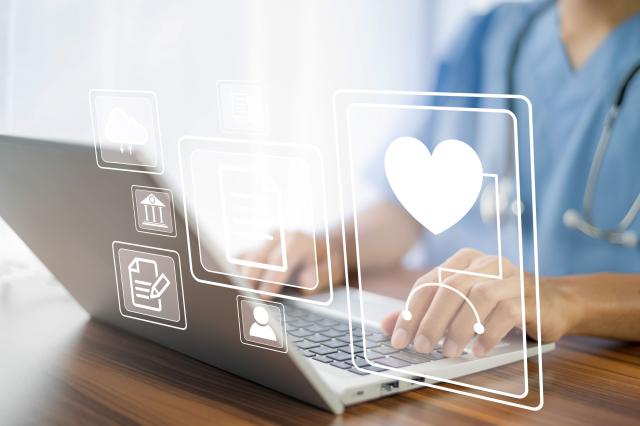 Telehealth visit doctor at laptop