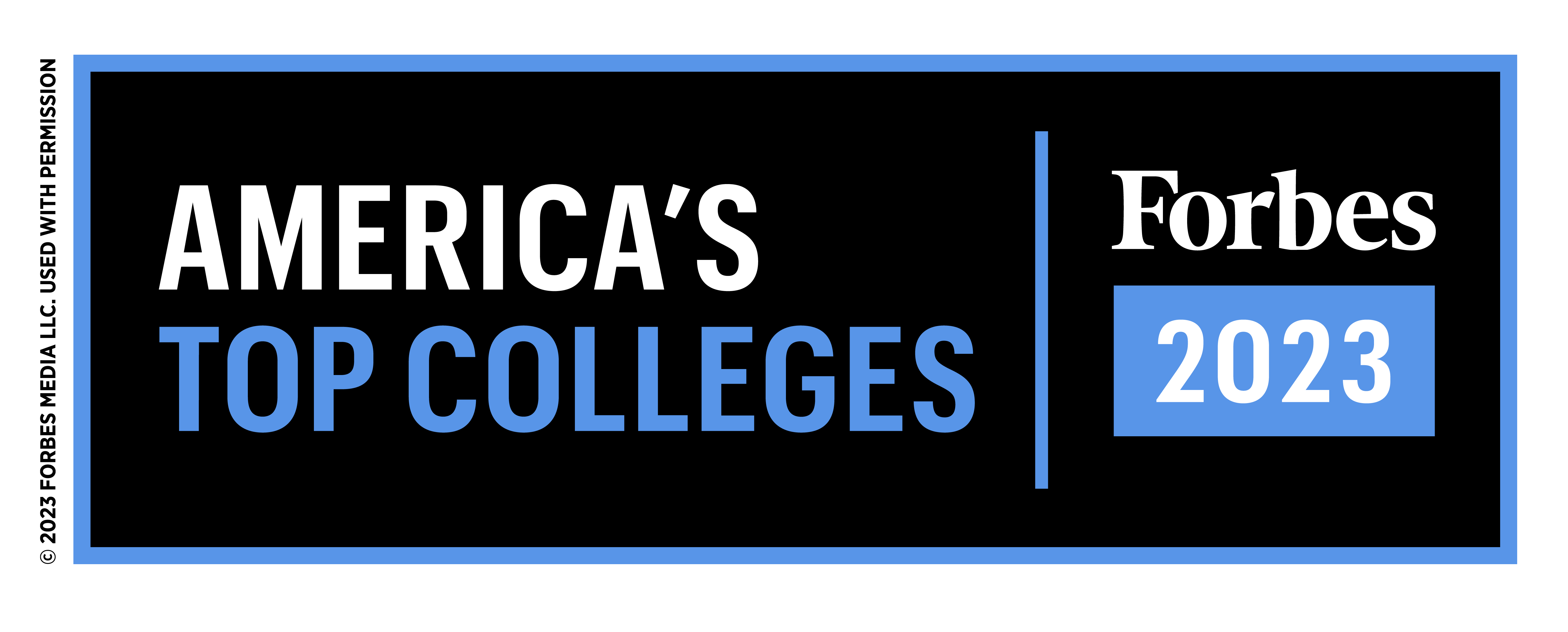 Forbes America's Top Colleges badge for 2023