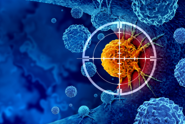 Cancer cell with target over it