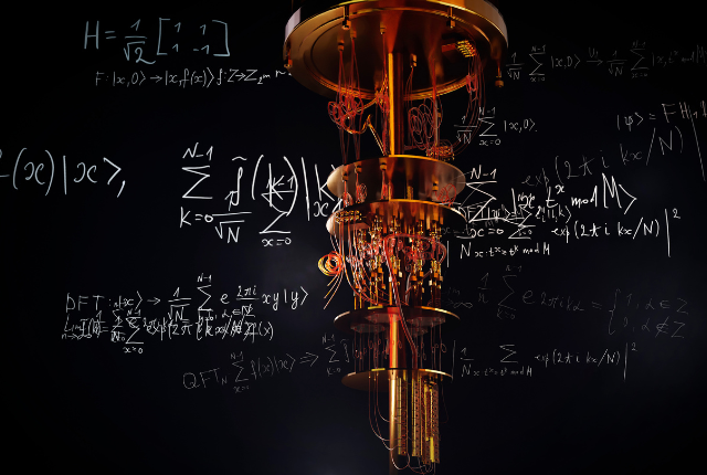 quantum computer with chalkboard equations