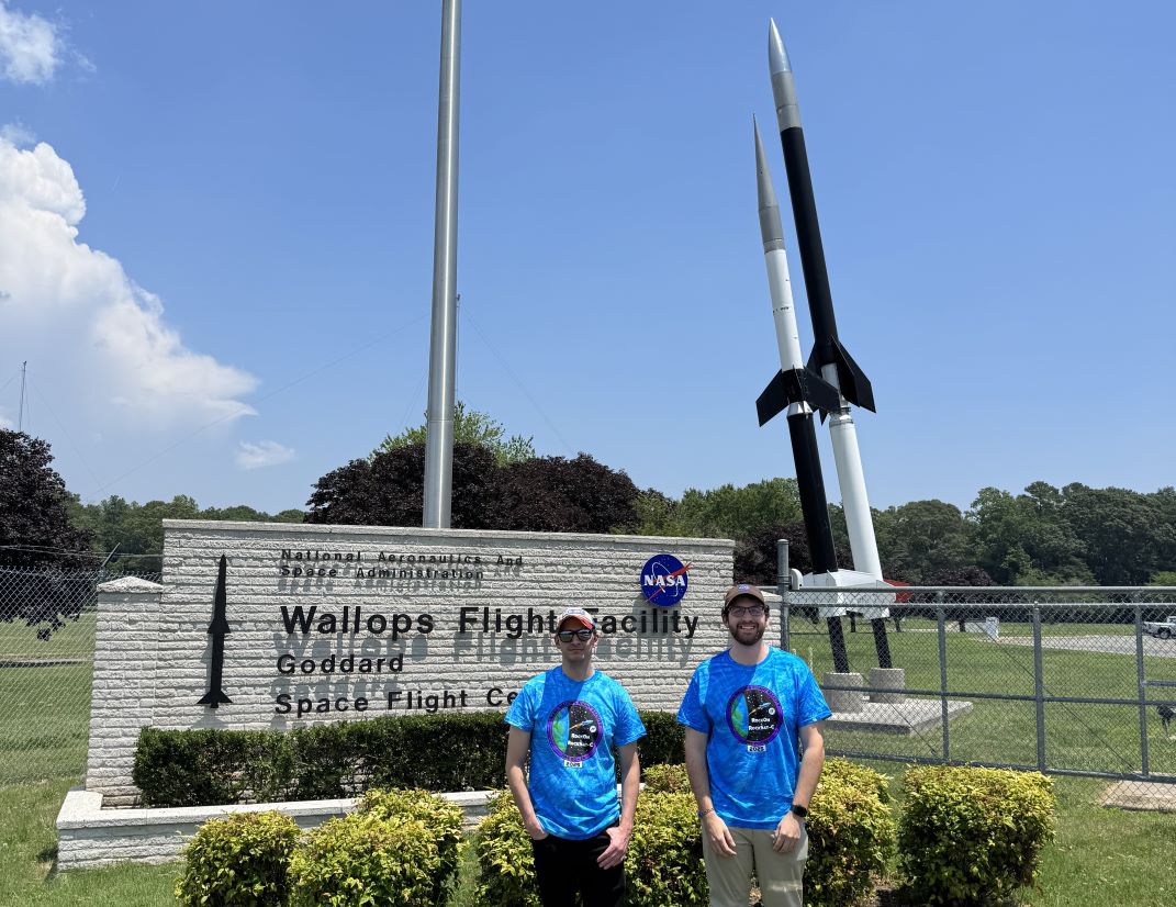 Capitol Tech students with rockets at Wallops Flight Facility