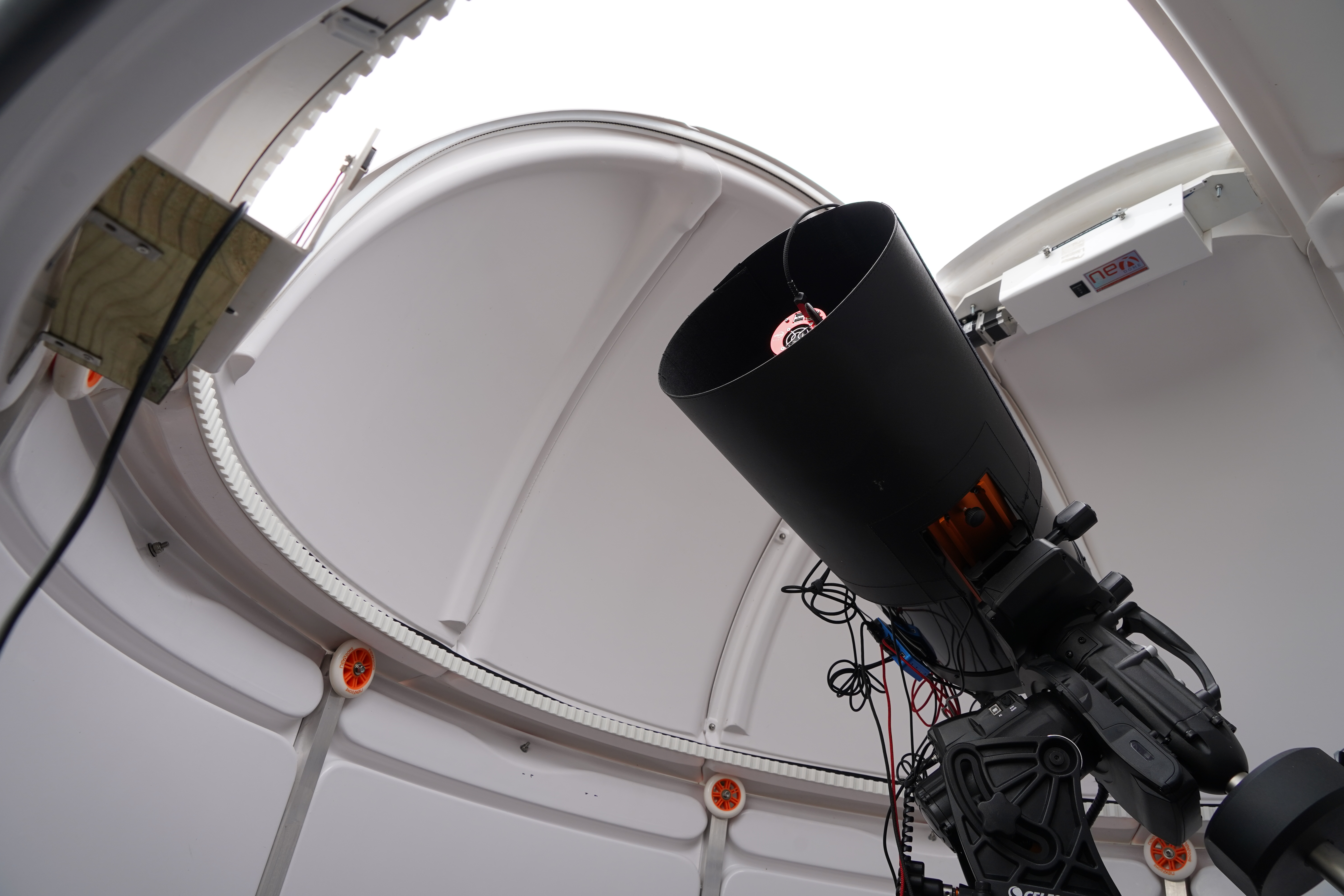 Inside the new ALPHA Observatory with positioned telescope