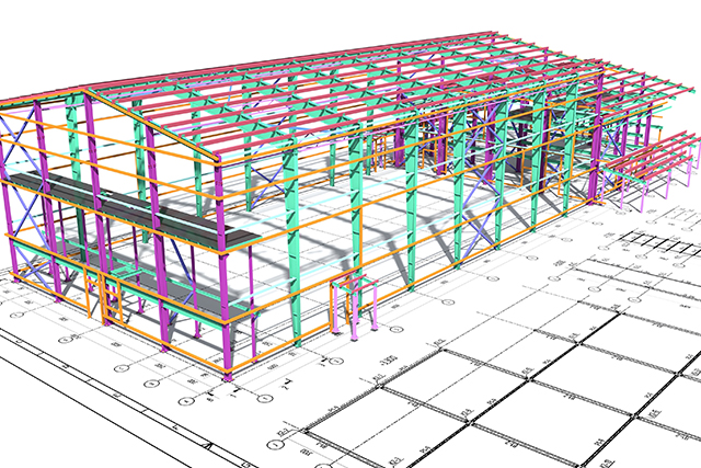 a 3D CAD drawing of a structure symbolizes the environmental impact on construction management