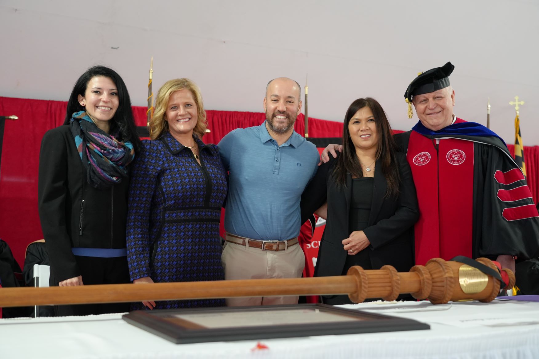 Dr. Ghaffarian with family on stage