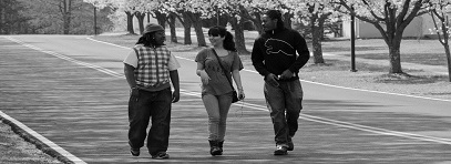 Students walking on campus