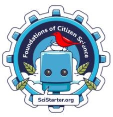 SciStarter Logo Robot with Bird Inside Gear