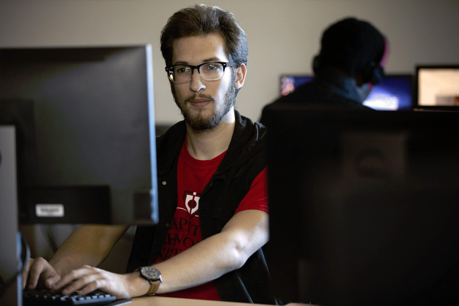 Student working in Cyber Lab