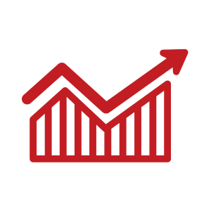 line art of a barchart showcasing the rise in demand. 