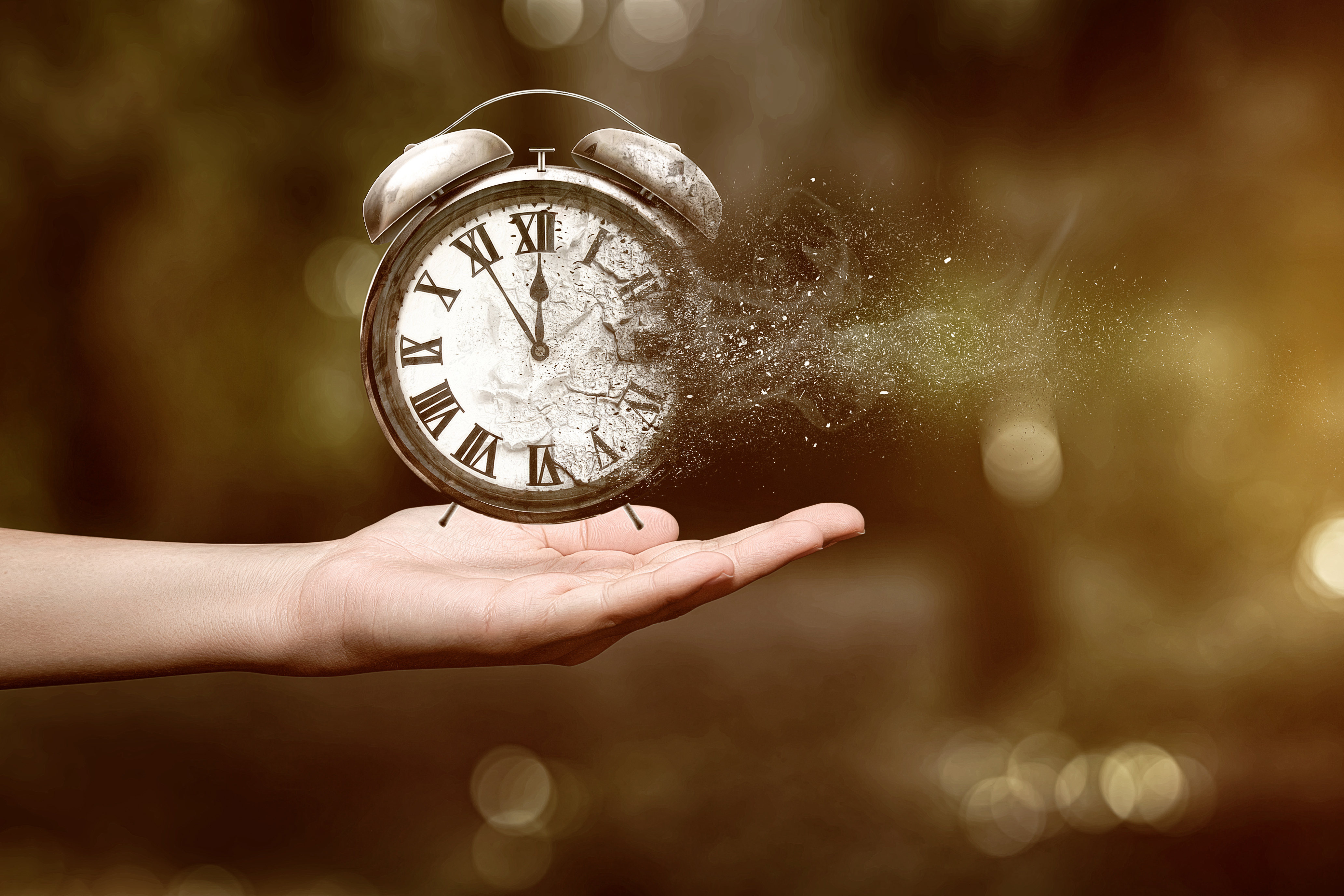 Stock photo depicting a disintegrating stopwatch