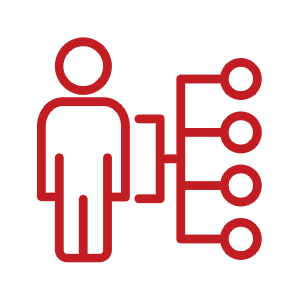 person icon with nodes to symbolize relaying of skills