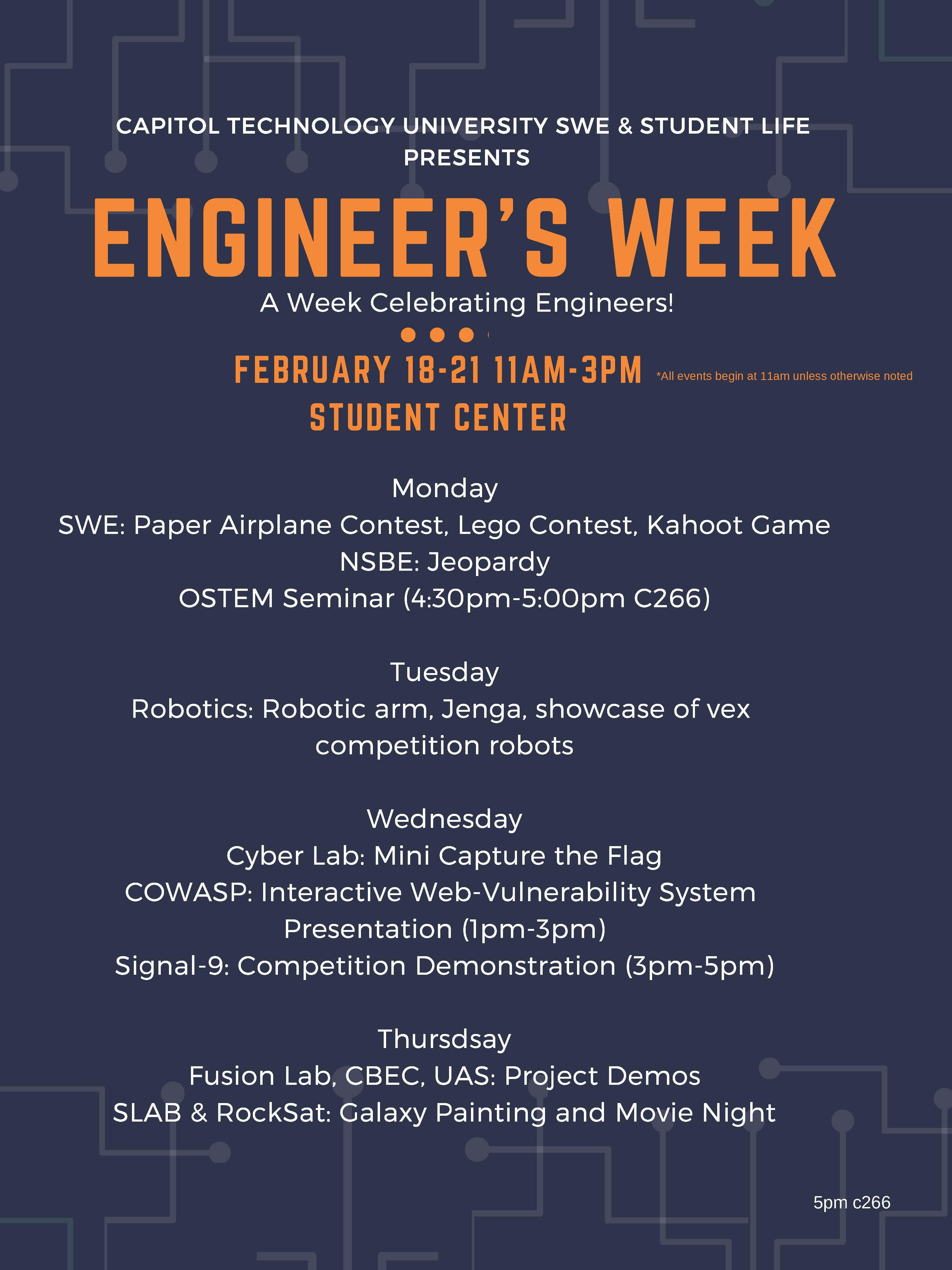 engineers week schedule