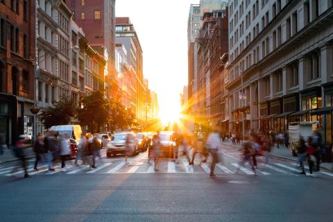 city crosswalk with people