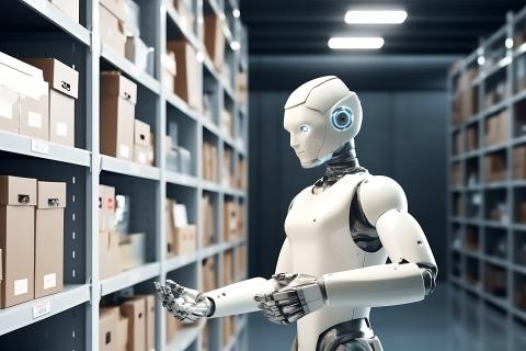 humanoid robot in warehouse