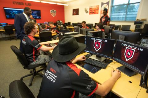 Capitol's Cyber Lab with students at computers