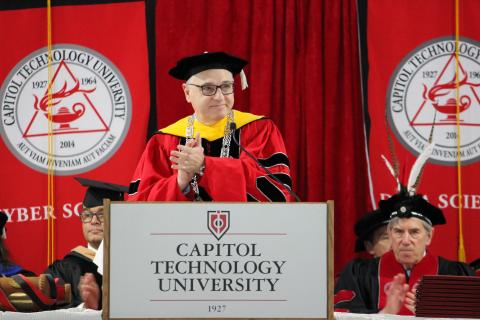 Capitol Tech President Bradford L. Sims at a 2023 Commencement Ceremony