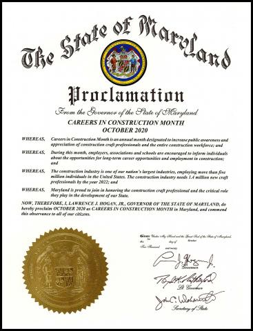 Careers in Construction Month proclamation