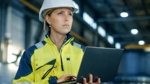 Stock photo female construction worker