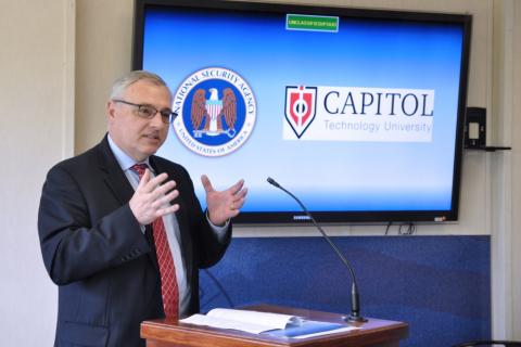 Dr. Bradford Sims speaks at the ceremony