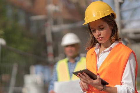 Woman on work site