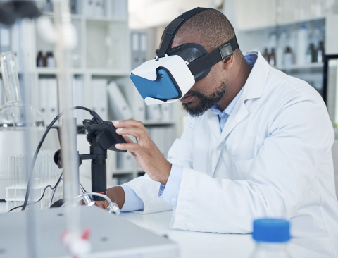 scientist using VR headset 