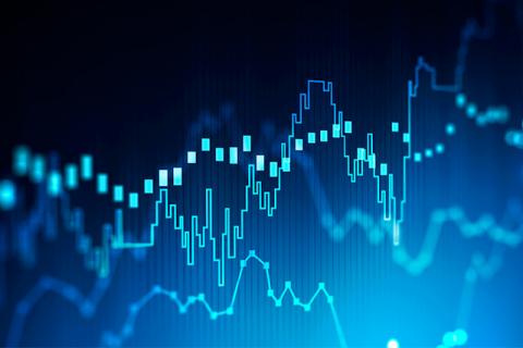 overlapping trend lines on a screen symbolize the use of cyber analytics to uncover link between cryptocurrency coding and market behavior