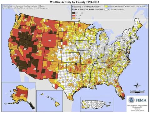 Wildfires Map by County FEMA