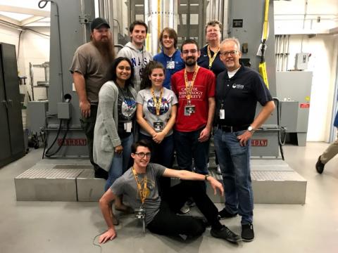 Photo of the Project Aether team with NASA personnel