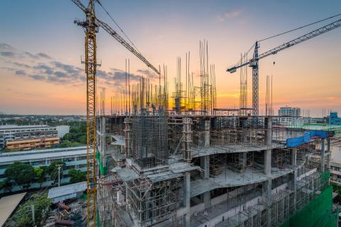 Construction site at twilight