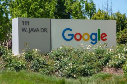 the building sign in front of Google symbolizes the Google cybersecurity report that shows counterterrorism hacking effort
