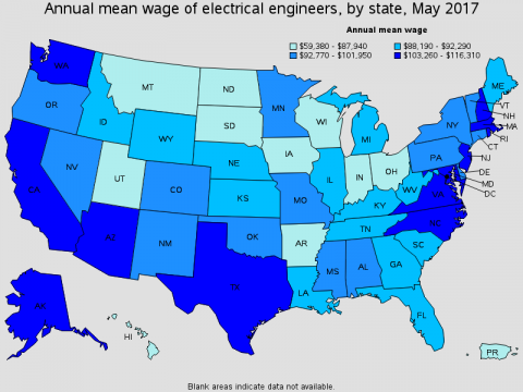 Annual mean wage map